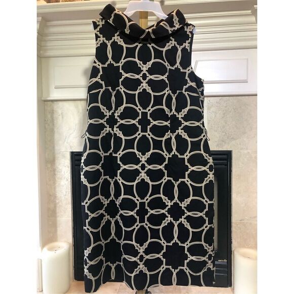 Talbots Women’s Elegant Black and Tan Pattern Tank Dress Size 16 - Picture 1 of 6